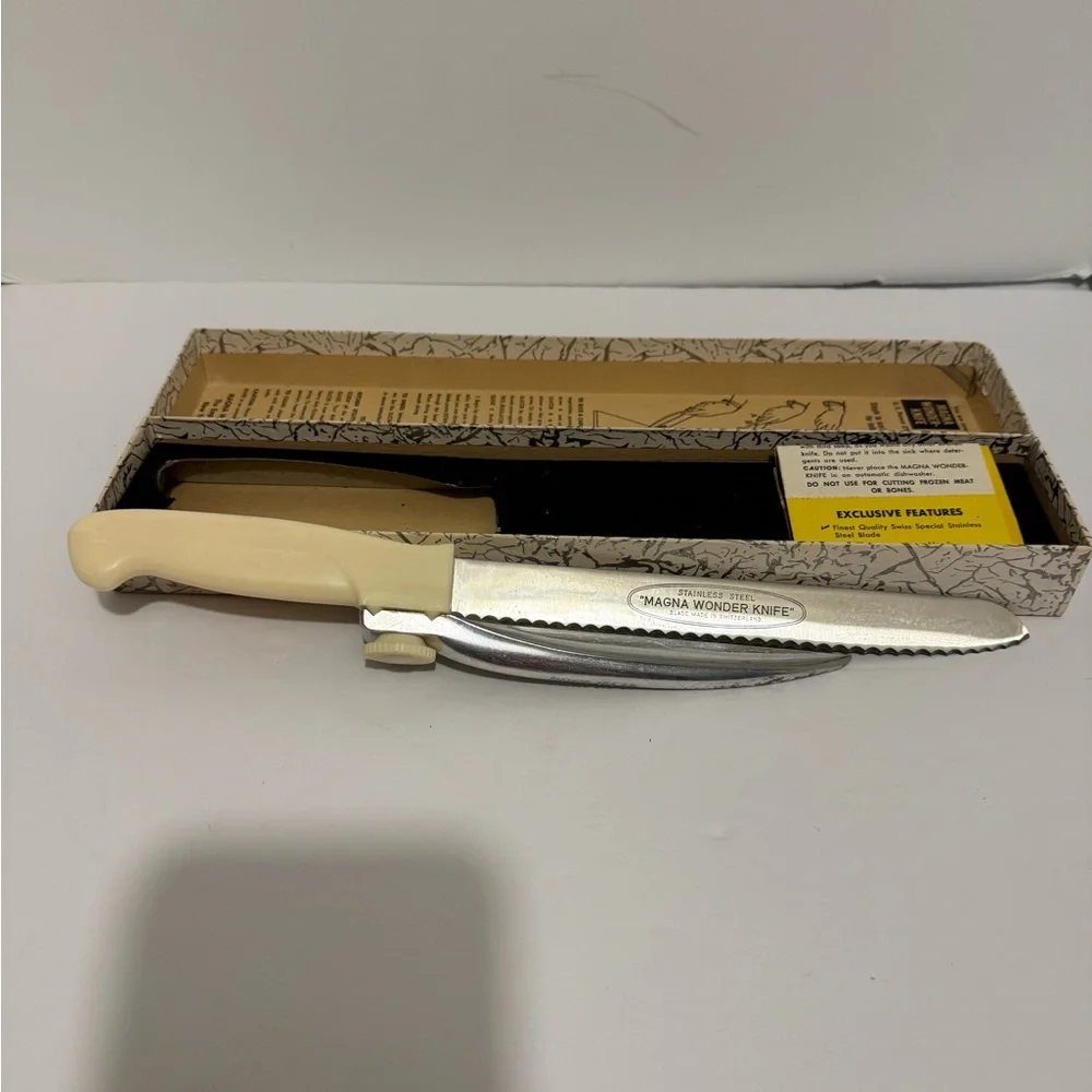 Vintage Deluxe Magna Wonder Knife Adjustable Food Slicer W/Box 1961 Switzerland